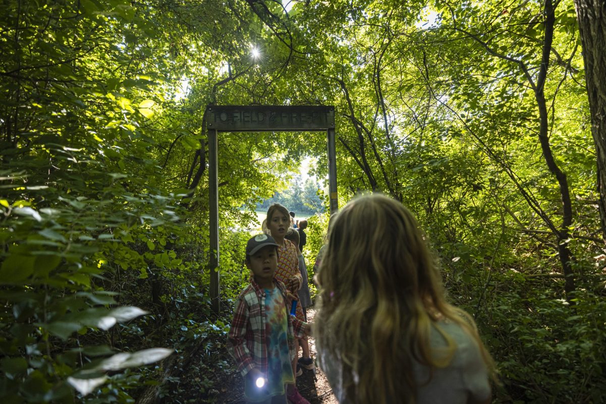 campers exploring a path at summer camp