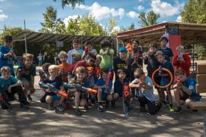 kids with nerf guns at camp mirage battle royale summer camp
